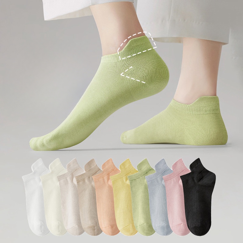 Boat Socks Women Do Not Fall Off Heel Lift Ear Solid Color All-Match Spring Summer Thin Short Socks Do Not Fall Off Heel Invisible