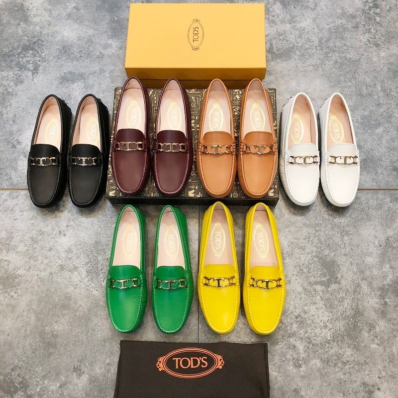 The Latest Style Tods Peas Shoes Women's Tod's Genuine Leather Cowhide Slip-On Casual Loafers Cover Foot Soft Sole MN553
