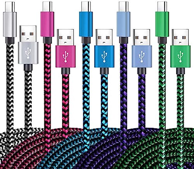 USB Type C Cable Fast Charging, Teeind Tpc001 5 Pack(6Ft 3A) Braided C Charger Cables Compatible with Samsung S10e/note 9/s10/s9/s8 Plus/A80/A50/A20