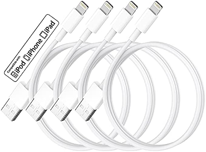 [Apple MFi Certified] iPhone Charger 3 ft 4 Pack, Lightning to USB Cable 3 Foot,Fast iPhone Charging Cables Cord for iPhone 13 Pro Max/12 Mini/11/XR/Xs/X/8/7/6/iPad Pro/Air/Mini-3 Feet White