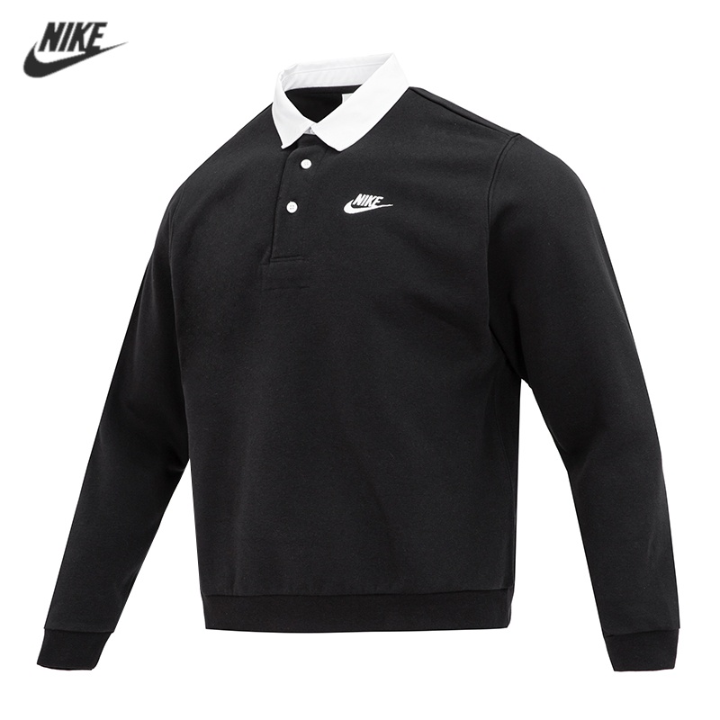 【Ready Stock】100%Authentic Nike Men's Embroidered Logo Sports Casual Sweatshirt Lapel Knit Polo Shirt Long Sleeve DX0538-063-010