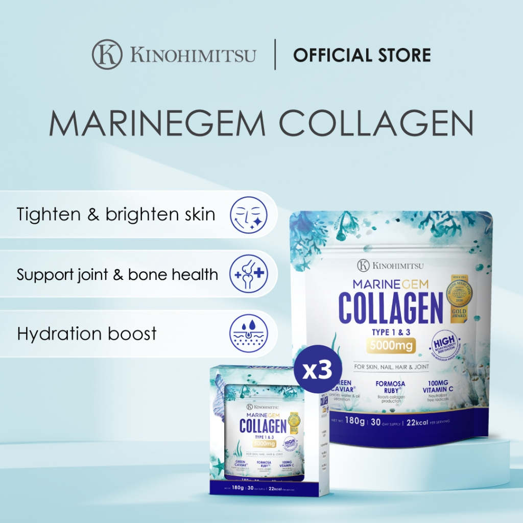Kinohimitsu MarineGem Collagen 5000mg Beauty & Health Supplement 180g - Skin Firming & Brightening