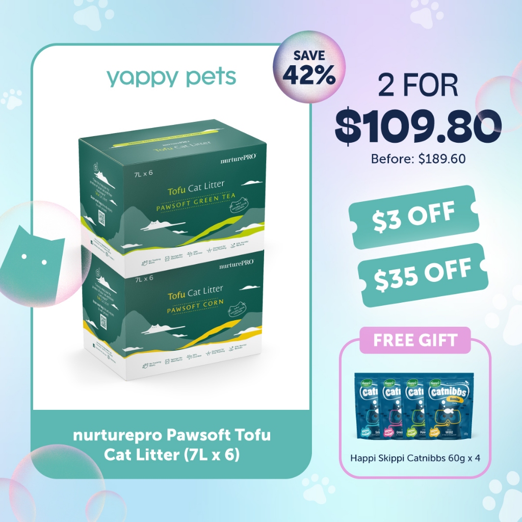 NurturePRO Pawsoft Tofu Cat Litter (7L x 6) | Carton Deal, Tofu Litter Soya Corn Green Tea Charcoal